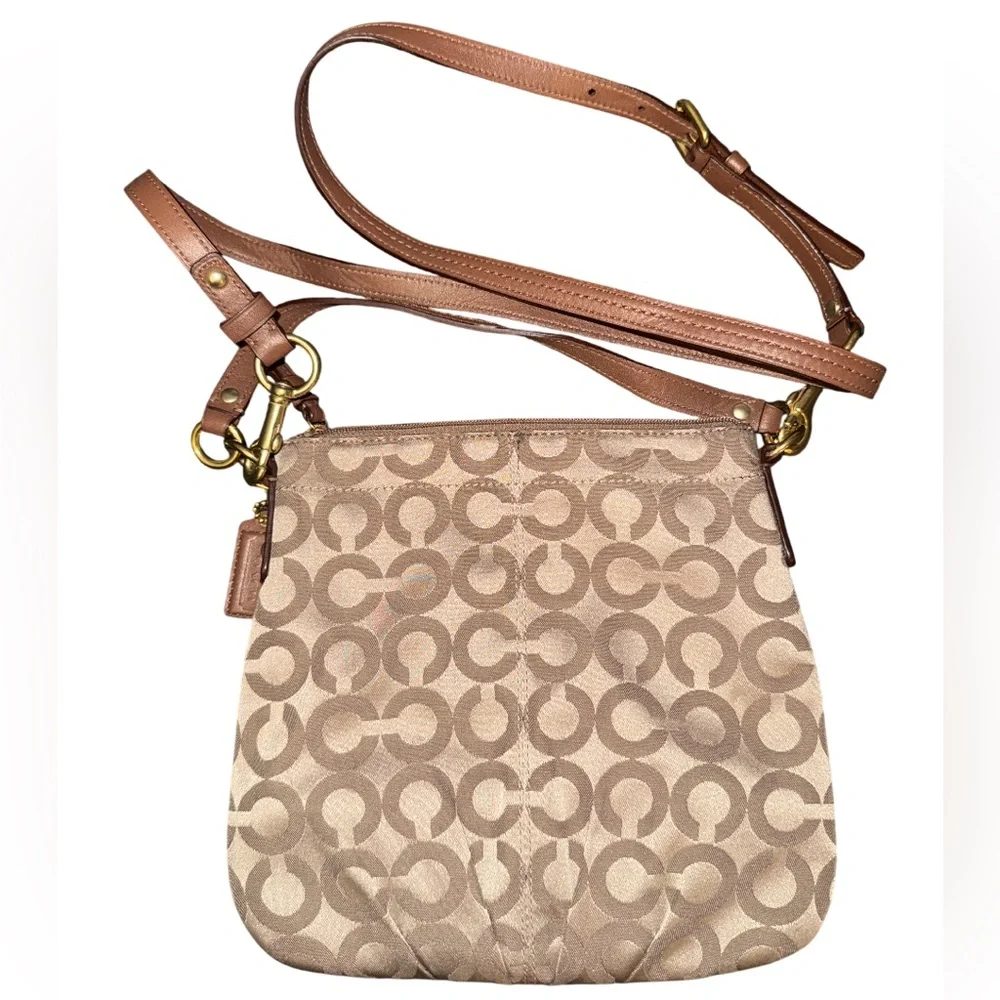 Coach‎ Signature Brooke Sateen Crossbody Small Canvas Leather Trim / Y2K Vintage